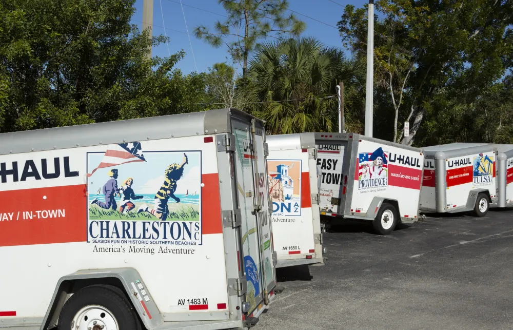 a group of white trucks