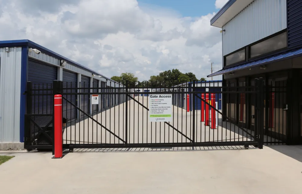 a gated entrance to a building