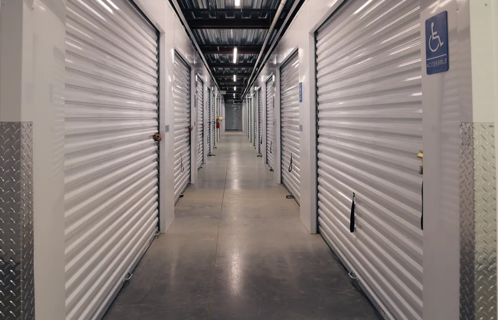 a long hallway with doors