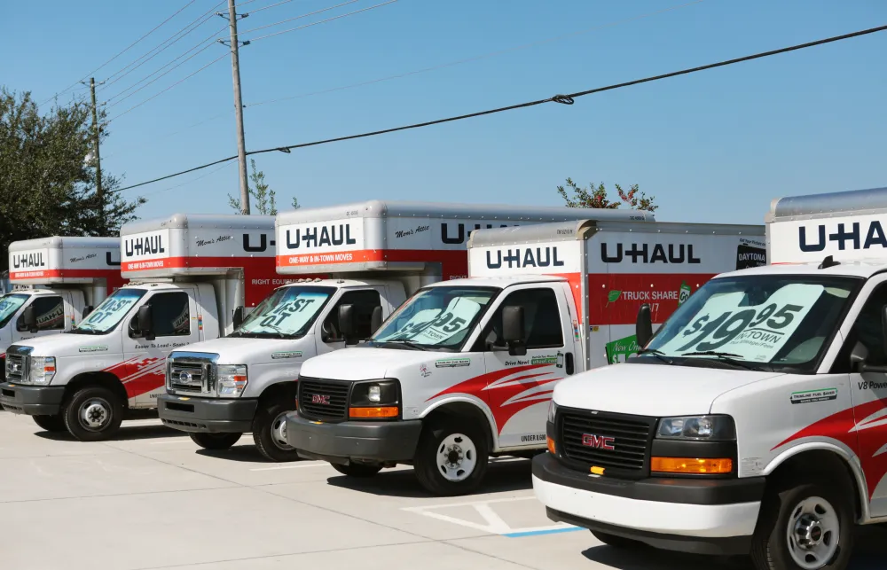 a group of white trucks