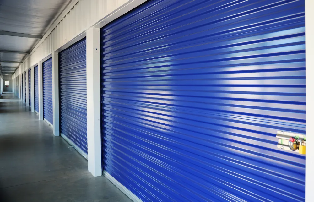 a wall with blue and white stripes