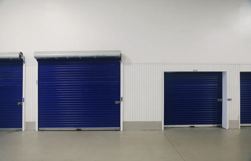 a row of garage doors