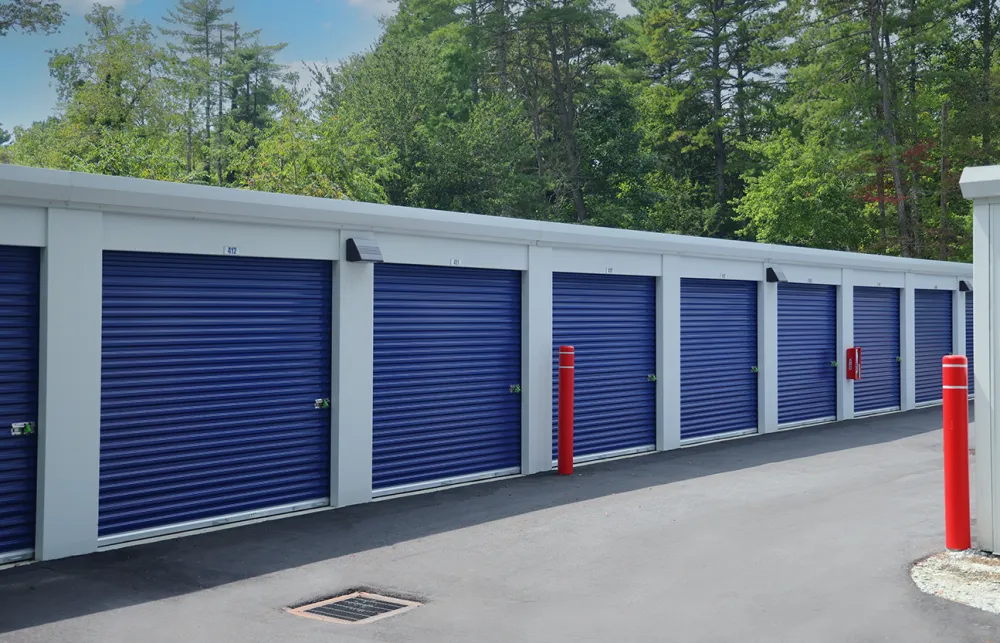 a row of garage doors