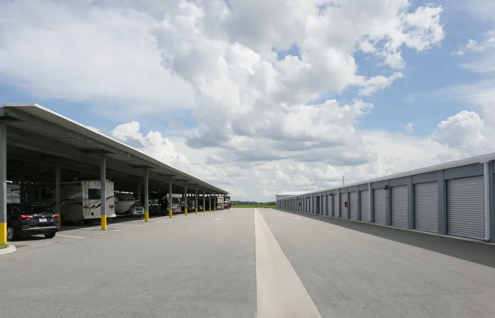 a parking lot with cars