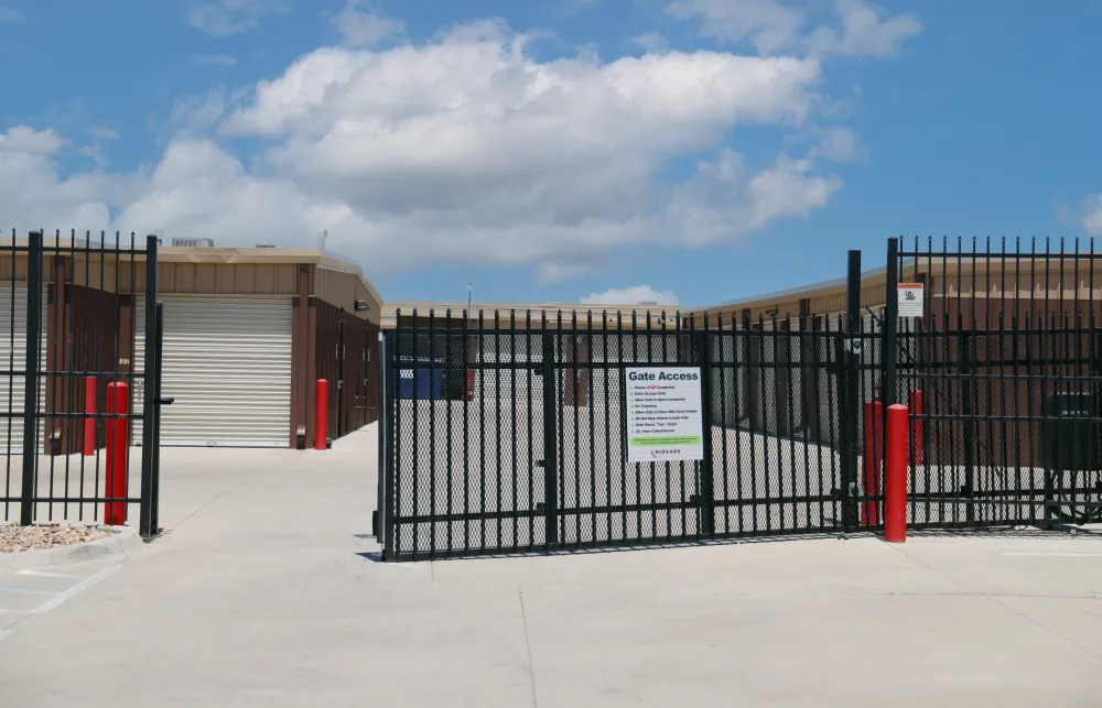 a gated off area with a sign on it