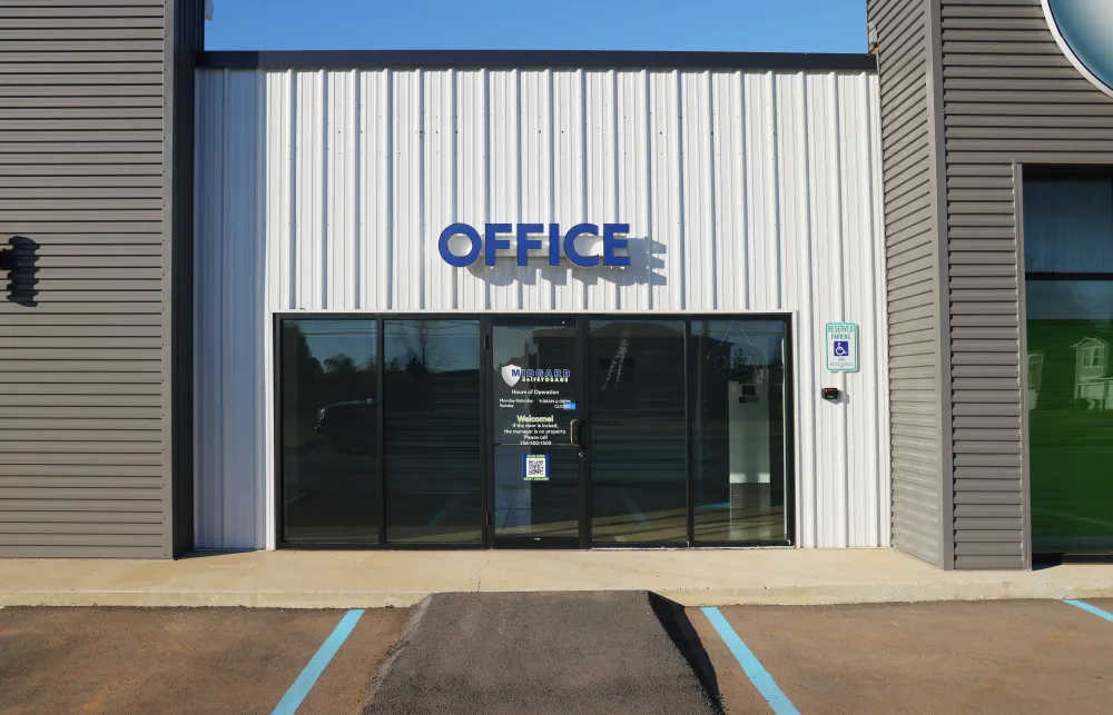 a building with a sign on the front