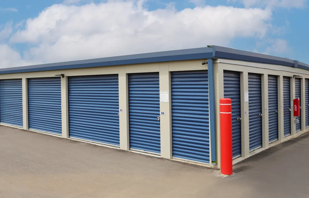 a row of garage doors