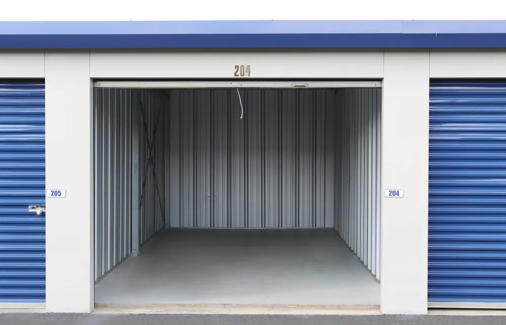 a garage with a garage door