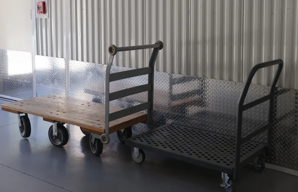 a shopping cart on wheels