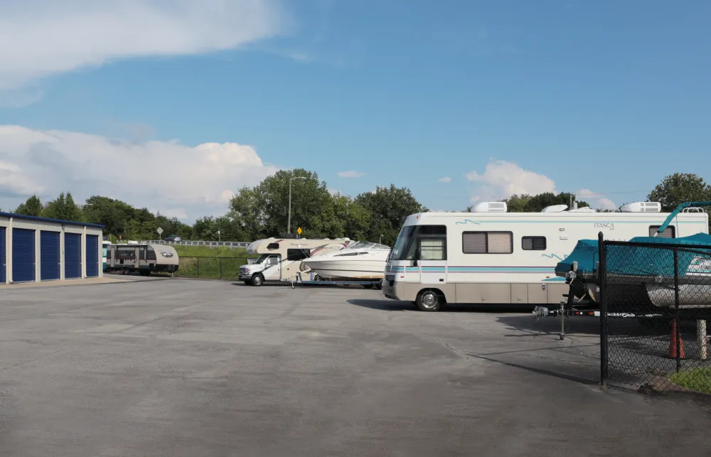 a group of rvs parked in a parking lot