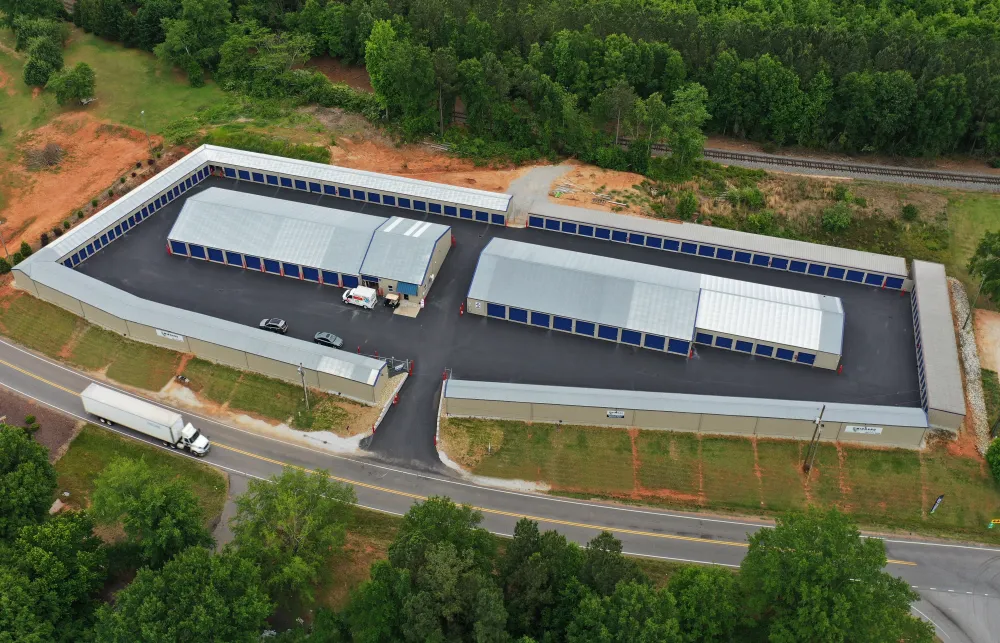 a large building with a parking lot