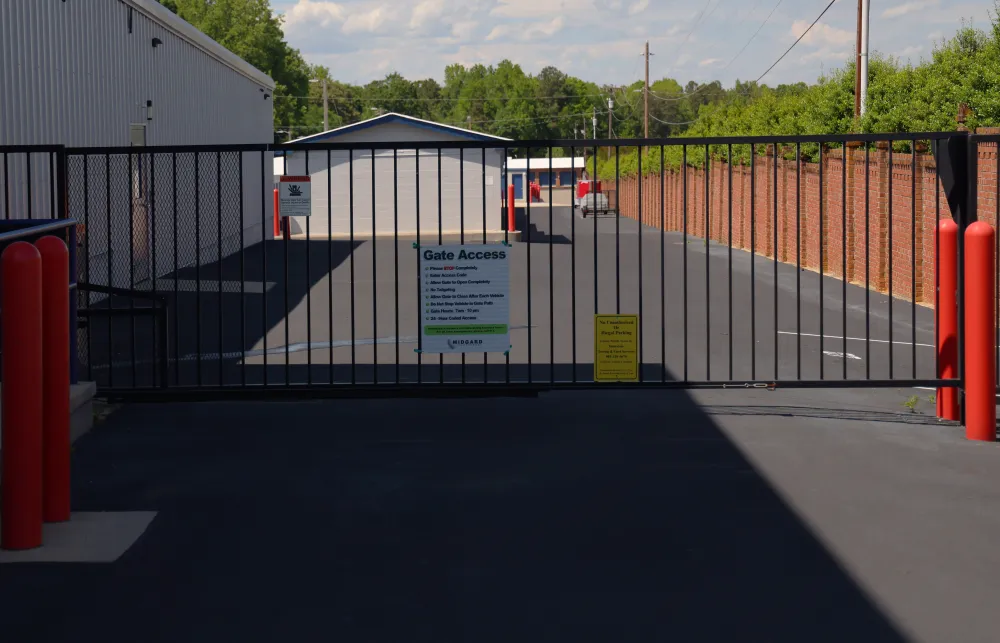 a gated off area with a sign on it