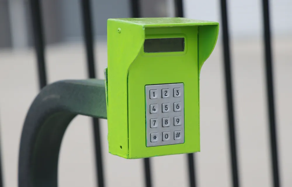 a green and white telephone