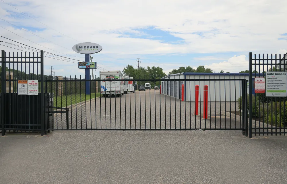 a gated off area with signs