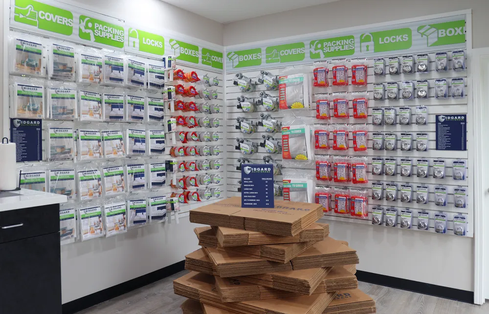 a store with shelves of boxes