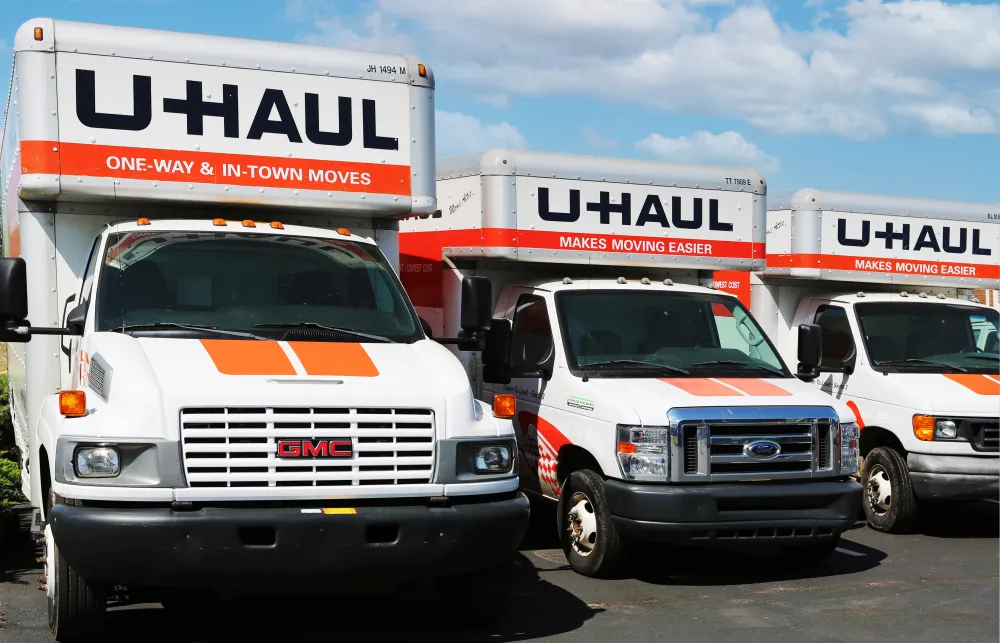 a group of white trucks