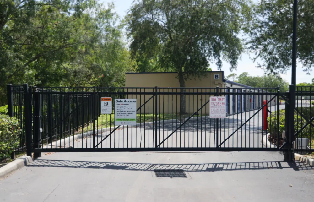 a gated off area with a sign on it