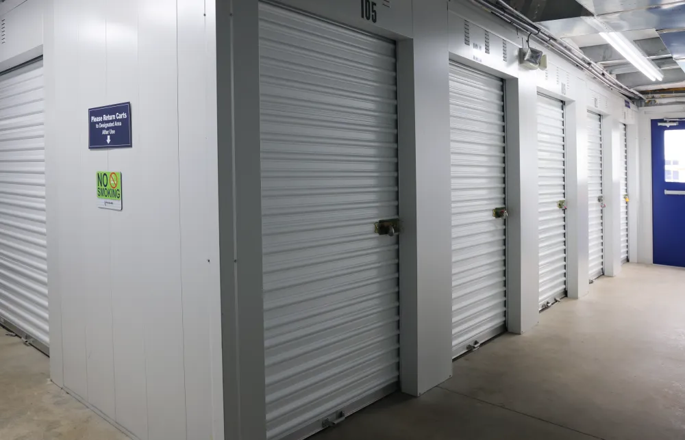 a row of white lockers