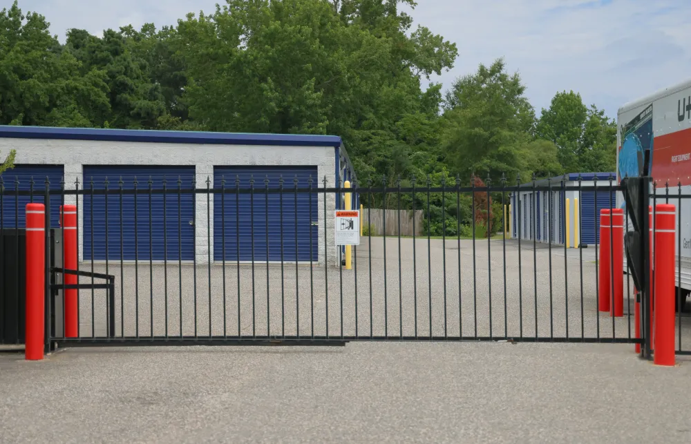 a train station with a fence