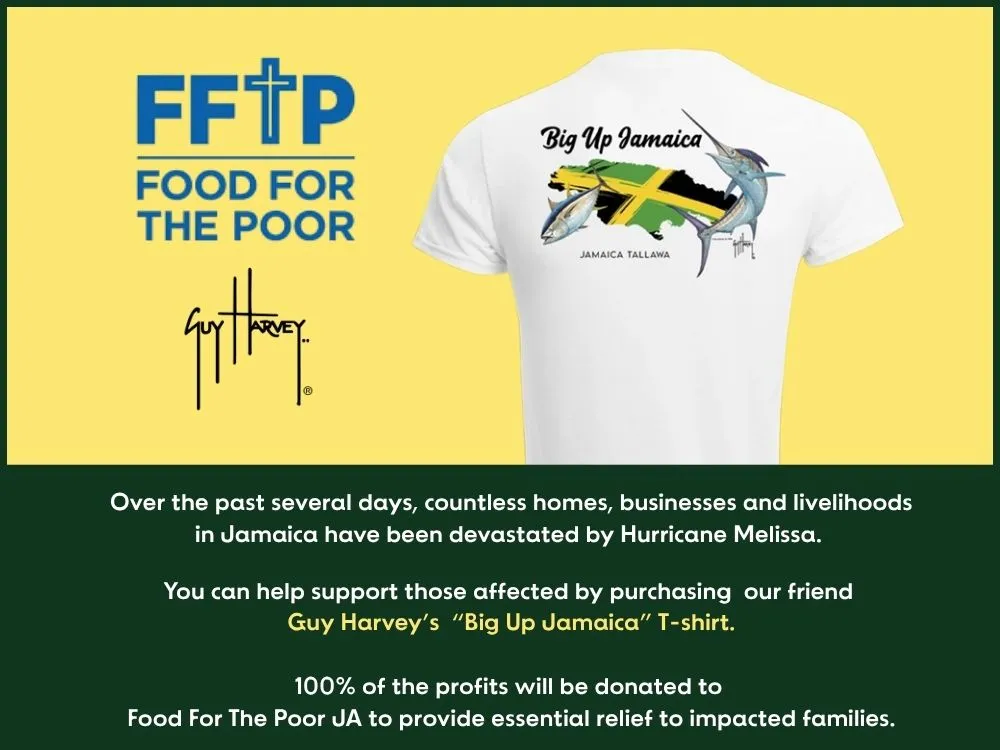 Food For The Poor and Guy Harvey promote Big Up Jamaica T-shirt fundraiser for Hurricane Melissa relief efforts.