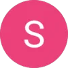 White letter S centered in bold on a solid pink circular background