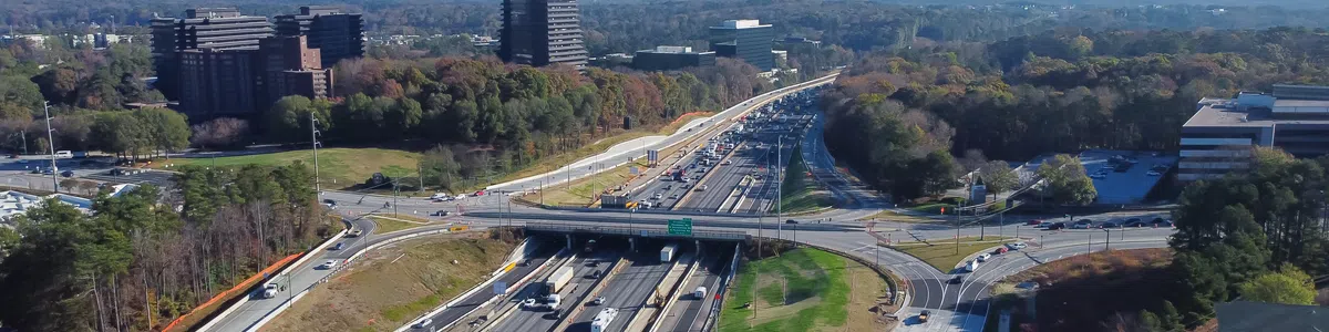 a busy highway in Dunwoody, GA
