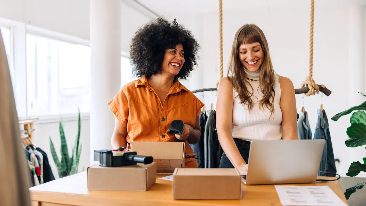 a couple of women smiling