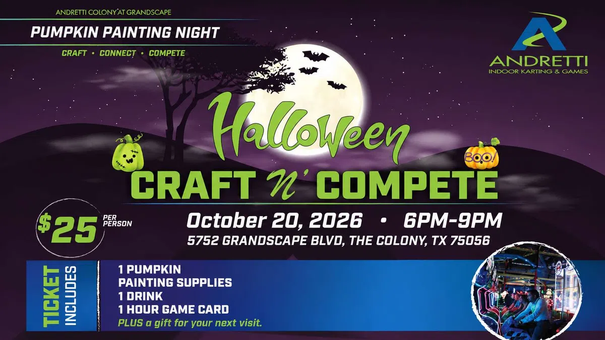 Halloween Pumpkin Painting Night event details with full moon, bats, and spooky Halloween graphics.