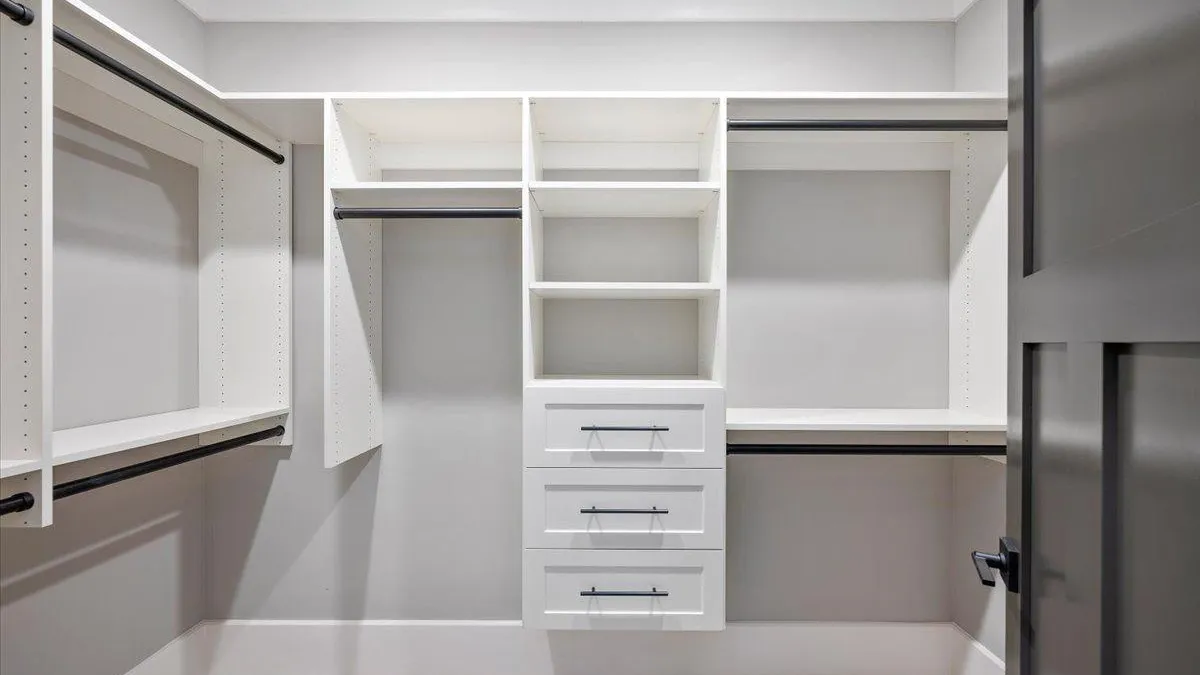 a white shelving unit