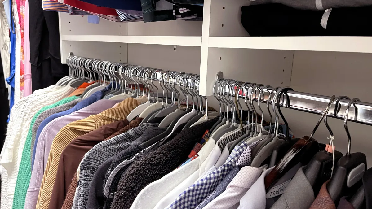 a closet full of clothes