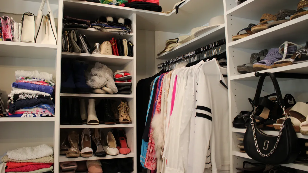 a closet full of clothes