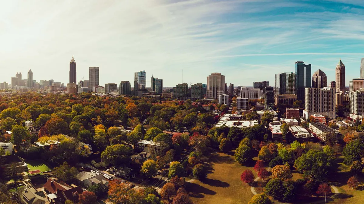 A panoramic view of Atlanta's skyline.