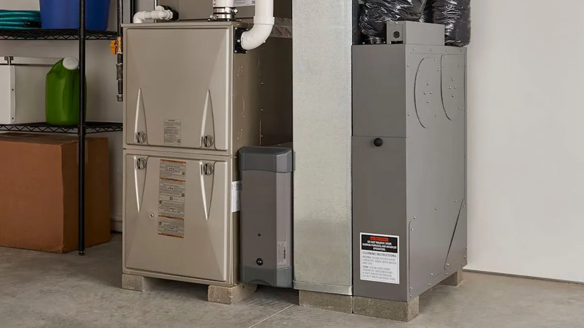 New residential furnace system installed in a home