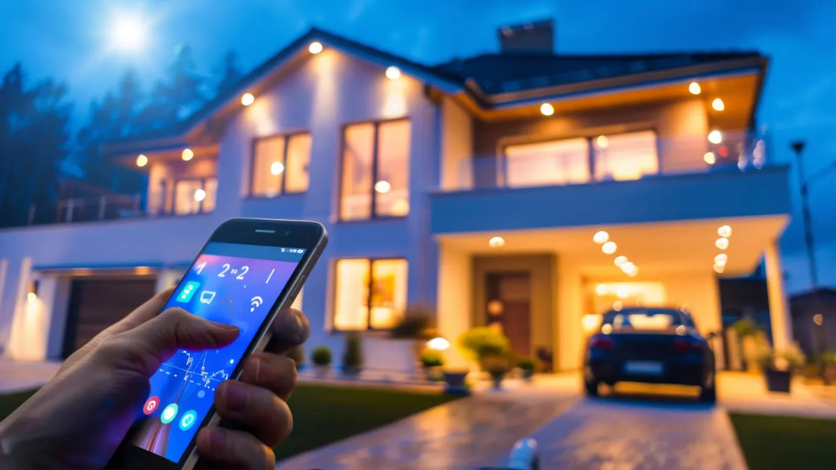 Smart outdoor lighting control in Atlanta using a mobile app to manage exterior lighting at a residential home