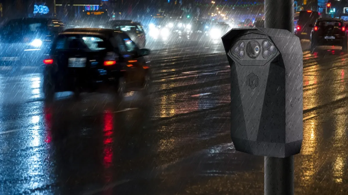 a parking meter on a rainy day