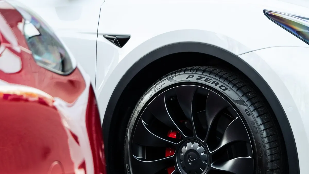 a white car with black rims