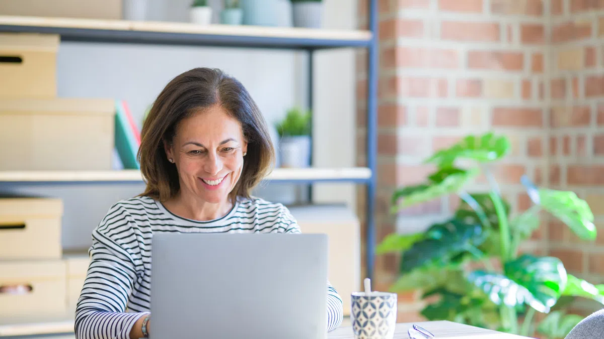 a woman working on her laptop