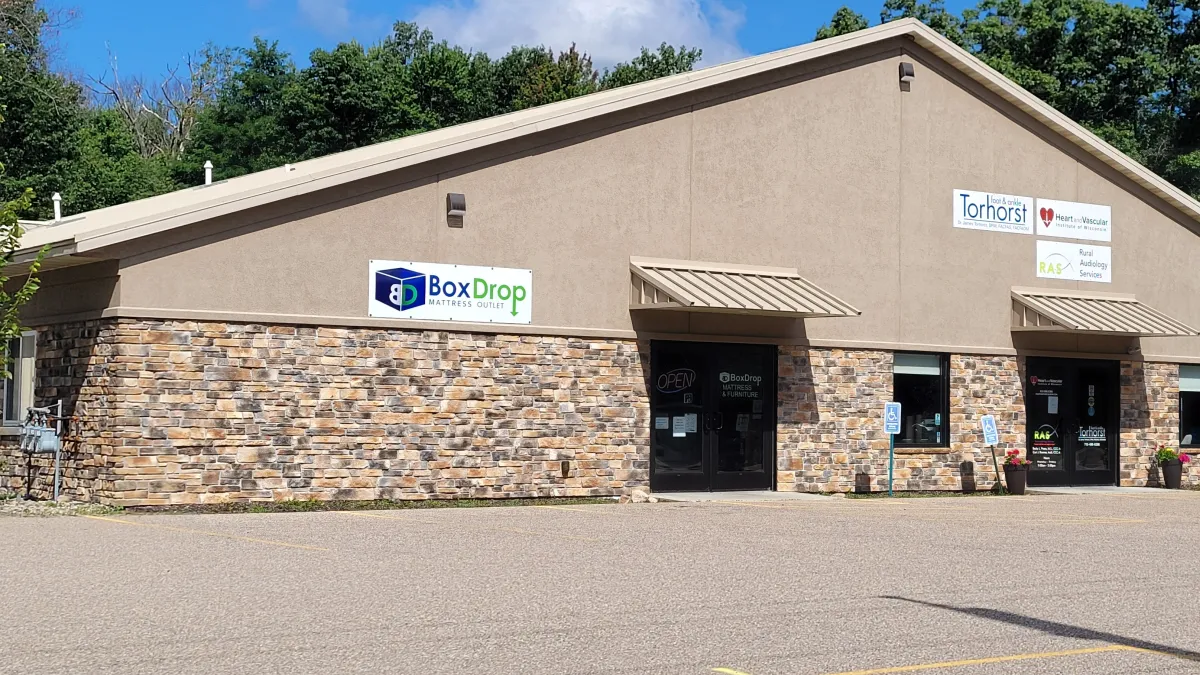 a building with a sign on it