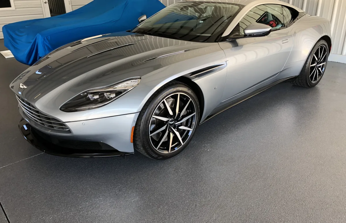 silver car in a garage