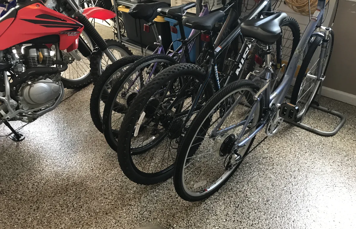 bicycles in a garage