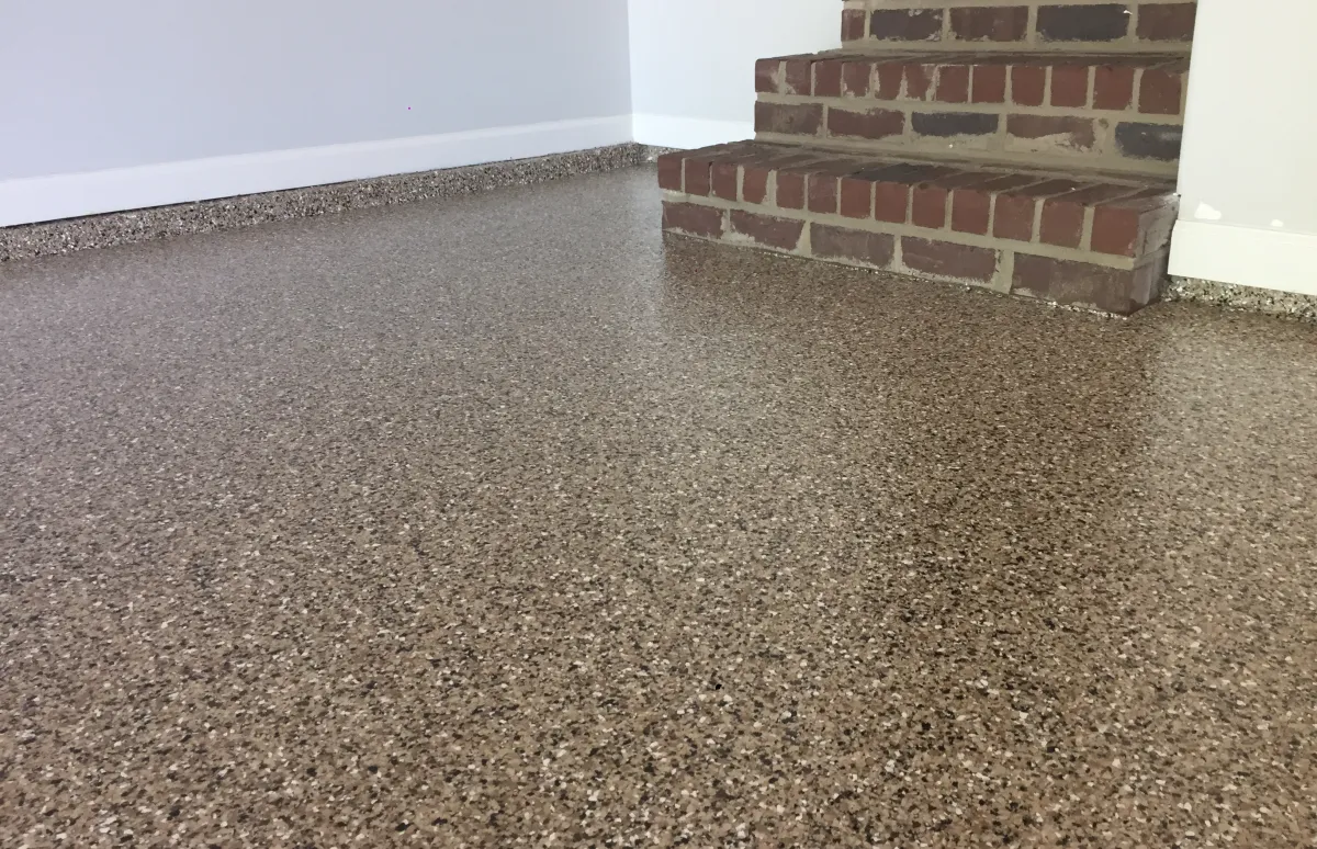 close up of a garage floor and steps