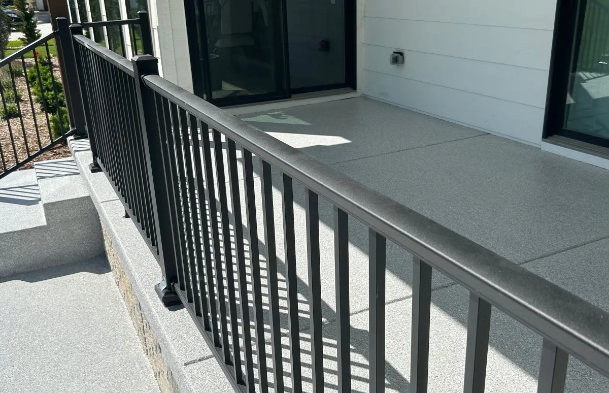 black railing of a porch