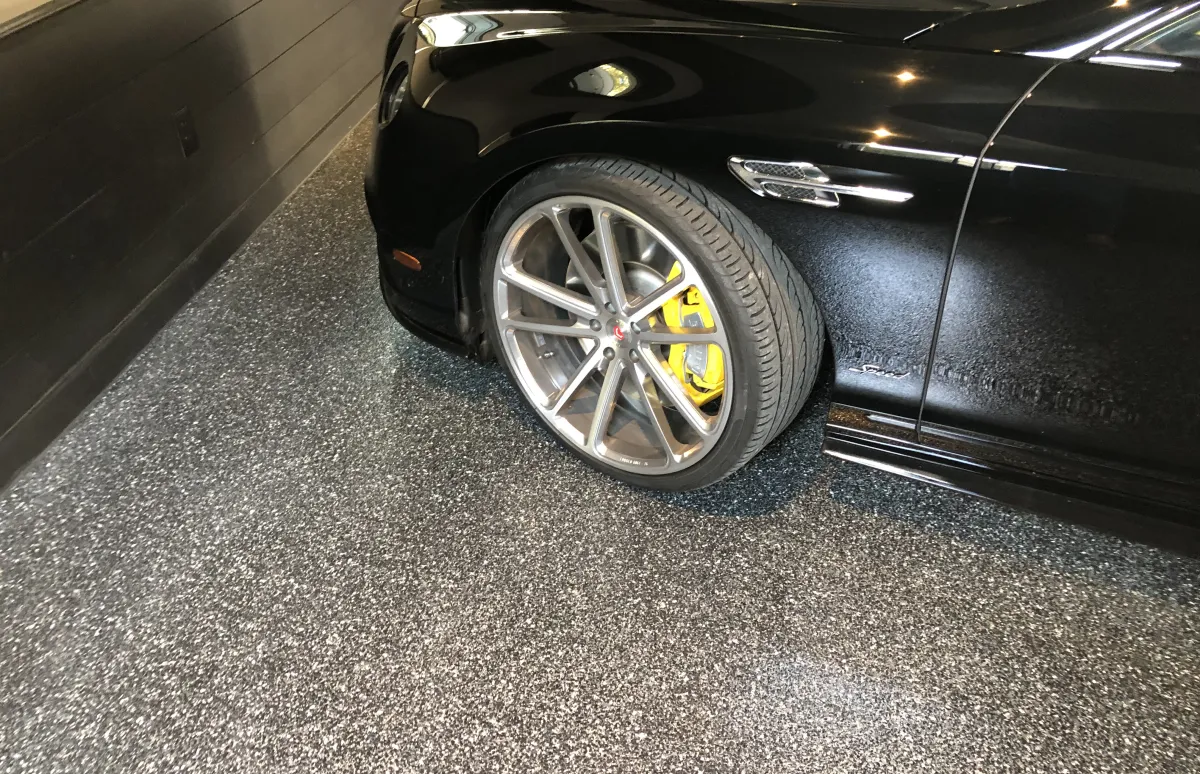black car in a garage