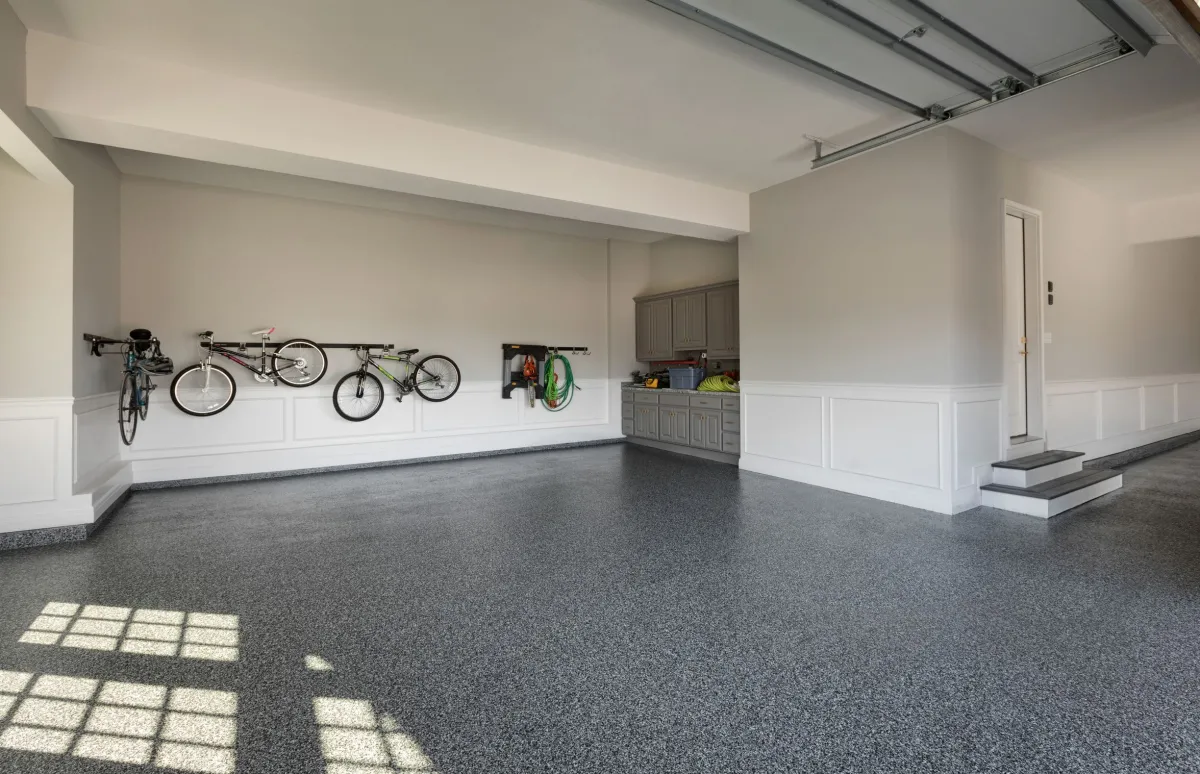 Metallic concrete apoxy flooring garage  Garage makeover, Garage design,  House design