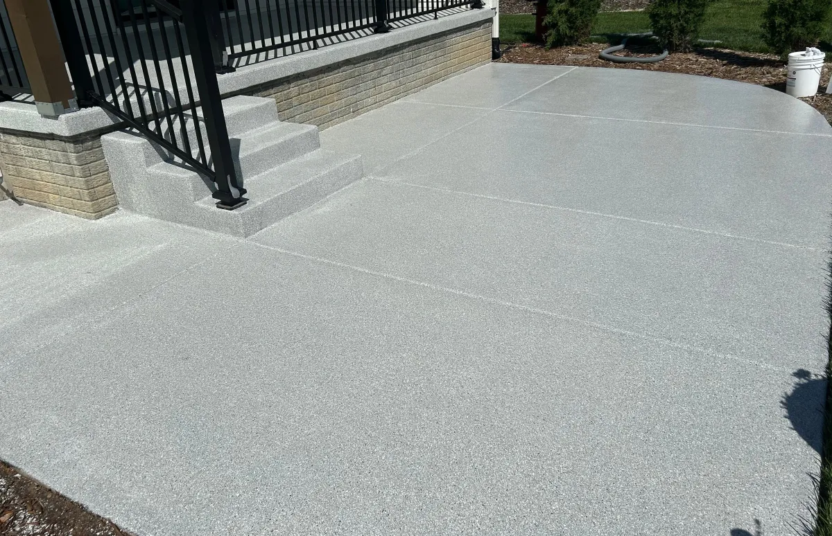 finished patio with steps