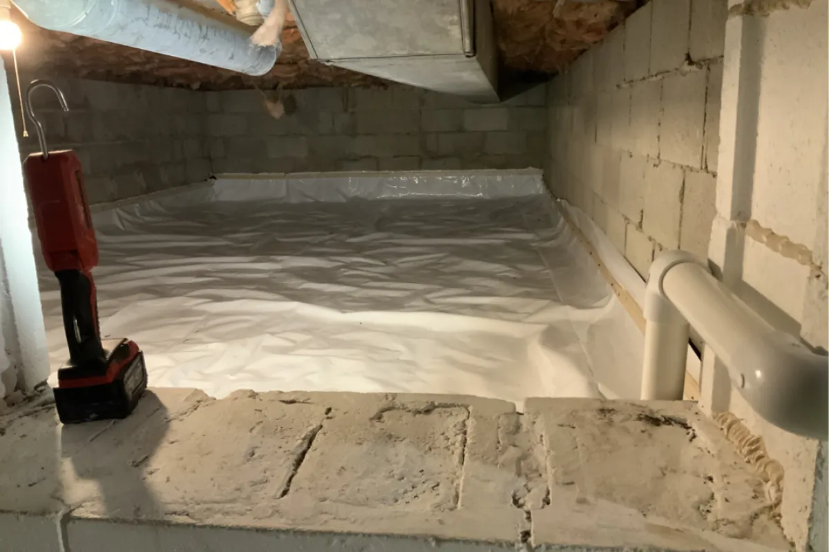 vapor barrier in a Charlotte, NC crawl space