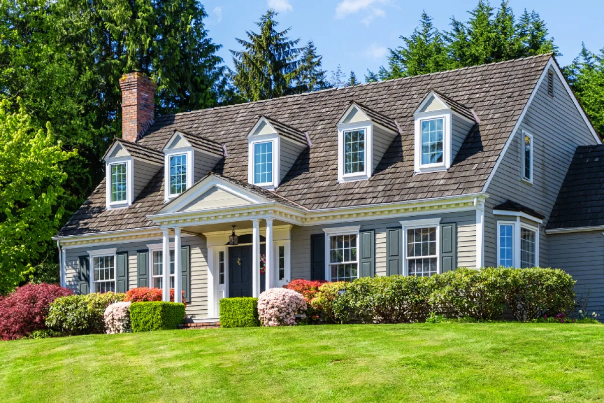 a house with a large front yard