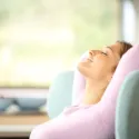 Woman Breathing Clean Air Indoors