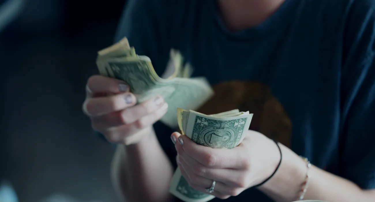 a person holding money