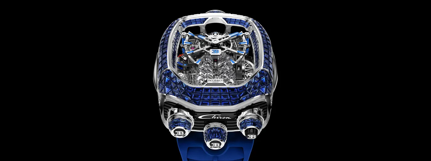 Bugatti Chiron Tourbillon Baguette Blue Sapphires White Gold